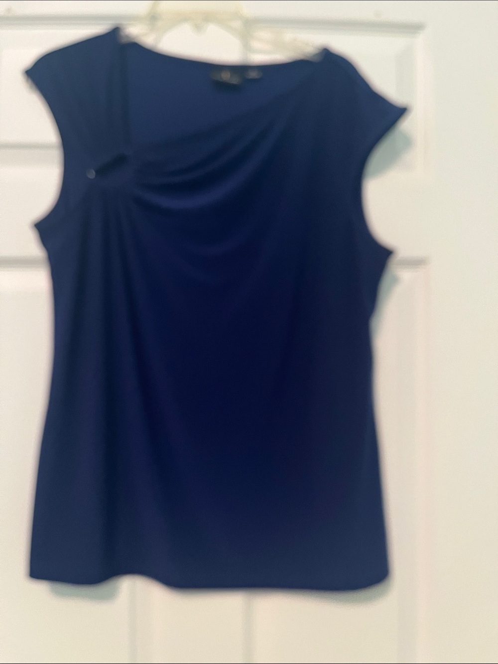 Tribal Navy Sleeveless Drape Neck Top